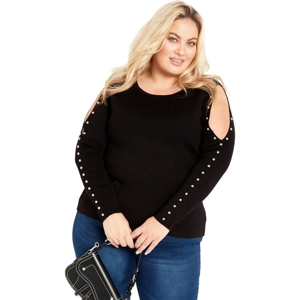 Women's Plus Size Cold Shoulder Sweater Viscose Polyester Flattering Fit